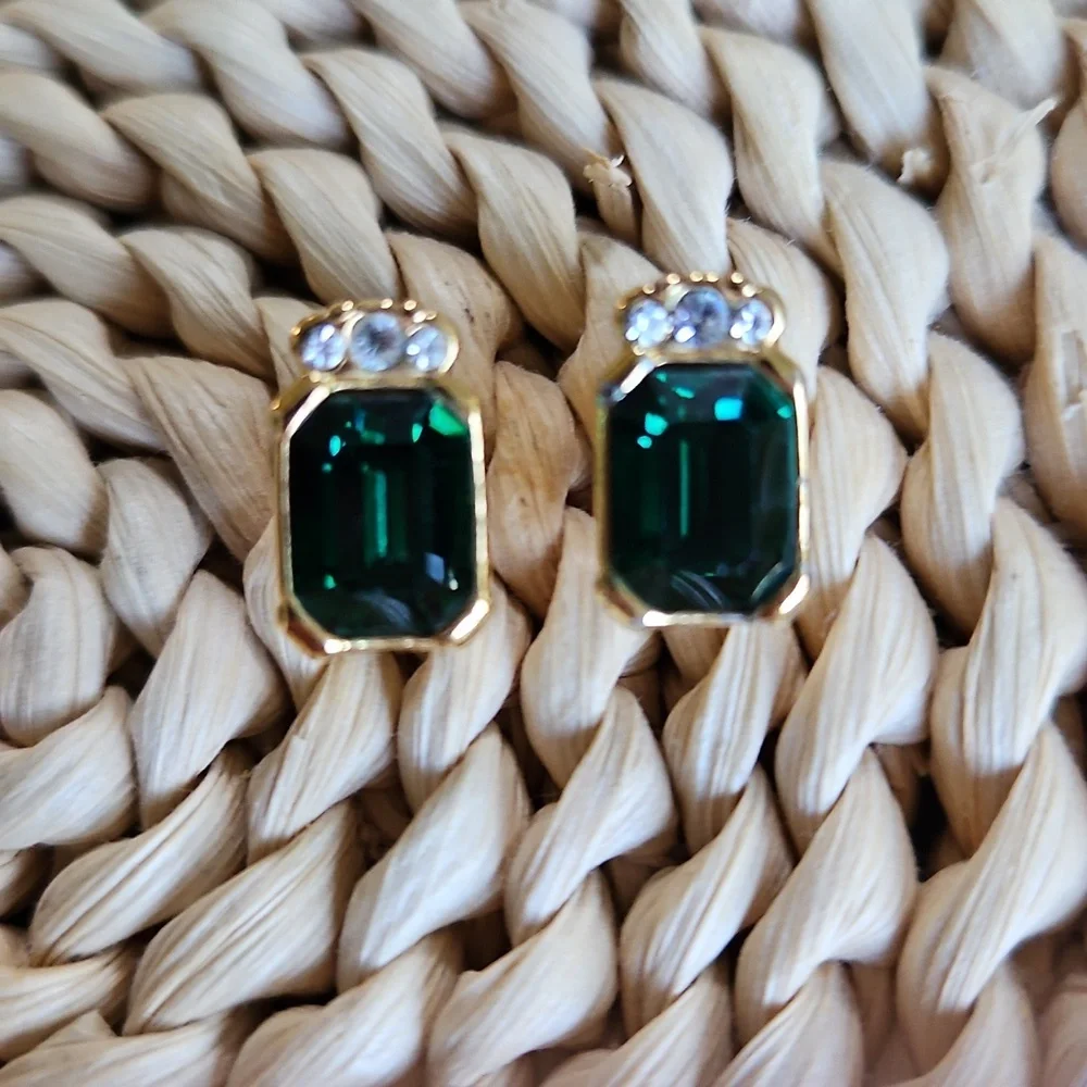 💚HP💚Joseph Esposito Signed CZ 14K Electroplate Matching Ring & Earrings - Picture 2 of 7